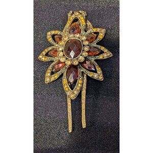 Vintage Floral Rhinestone Hair Clip Elegant